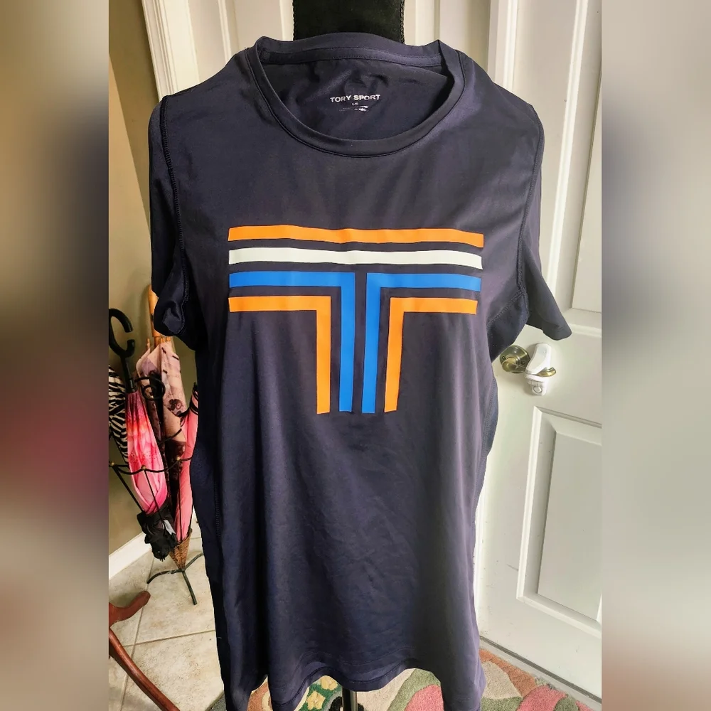 ‼️TORY BURCH‼️ Navy Blue Short Sleeve Athletic T-shirt, Tory Sport Size L